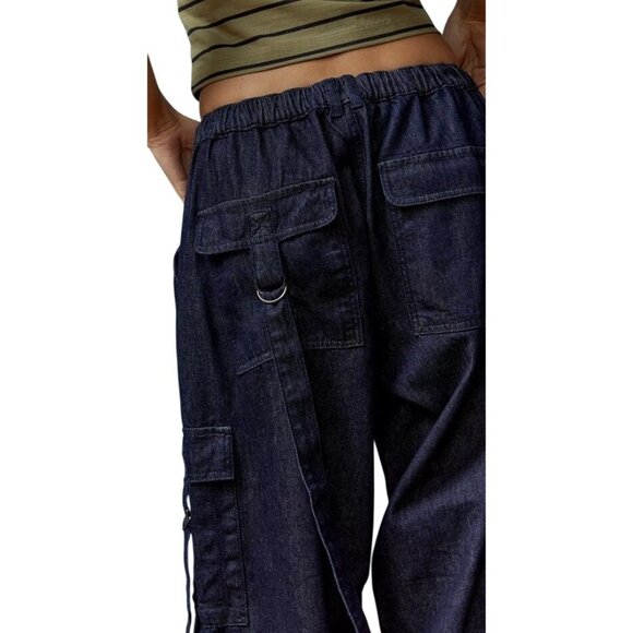BDG  Urban Outfitters Strappy Cargo Relaxed Baggy Tech Jeans Low Rise Small - Picture 8 of 16